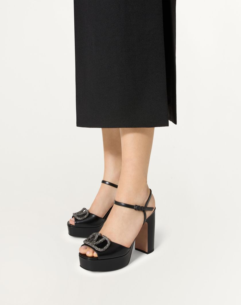 SANDAL WITH VLOGO SIGNATURE PLATFORM IN CALFSKIN 115MM - Image 2